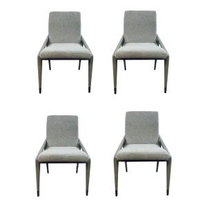 Caracole Modern Gray Dining Arm Chairs Set of Four