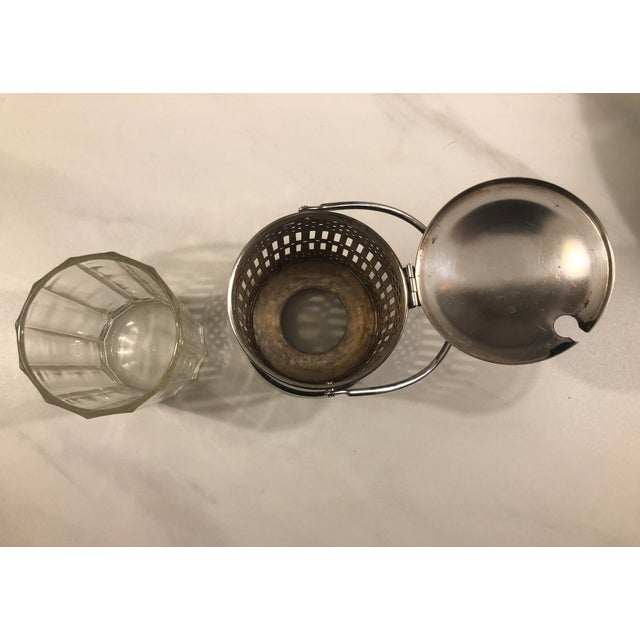 1920s Art Deco Silver Pierced Condiment Jar With Lid For Sale - Image 4 of 11