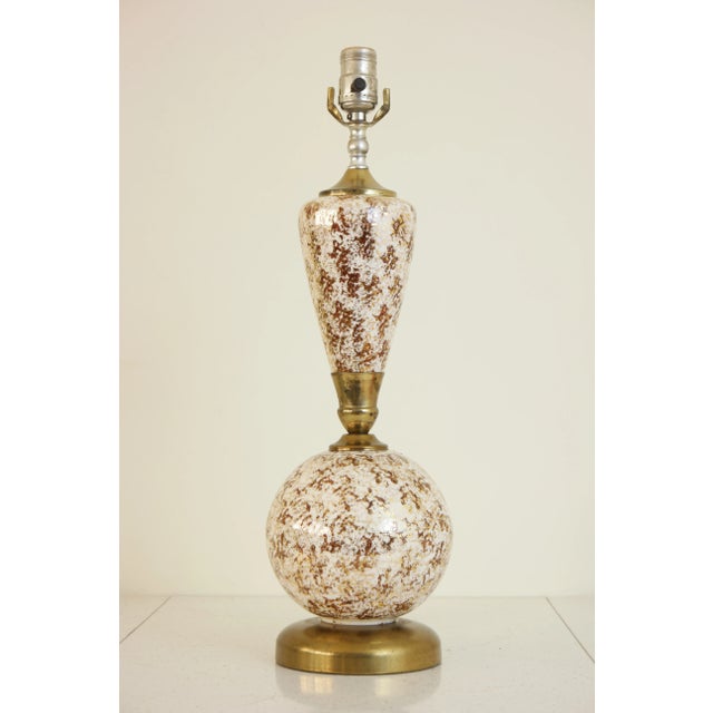 1940s Vintage Gold & White Speckled Table Lamp For Sale - Image 9 of 9