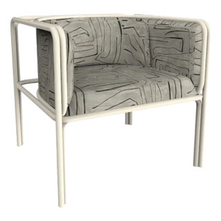 Collector Az1 Armchair Graffito Graphite Fabric and White Lacquered Metal by Francesco Zonca For Sale