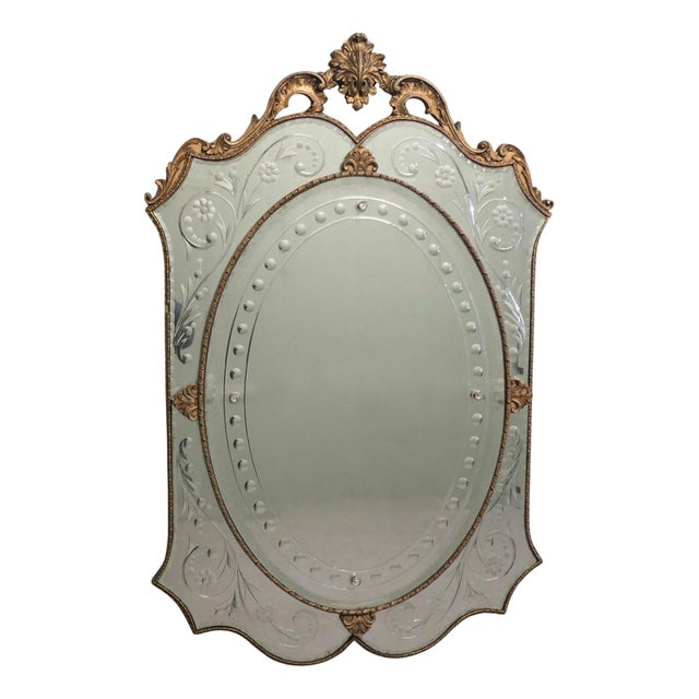 Art Deco Venetian Mirror, 1950 For Sale