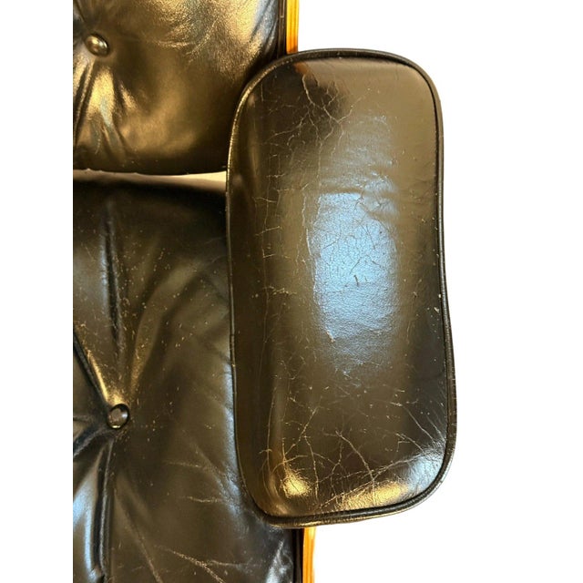 Authentic Herman Miller Eames Lounge Chair in Black Leather For Sale - Image 13 of 16