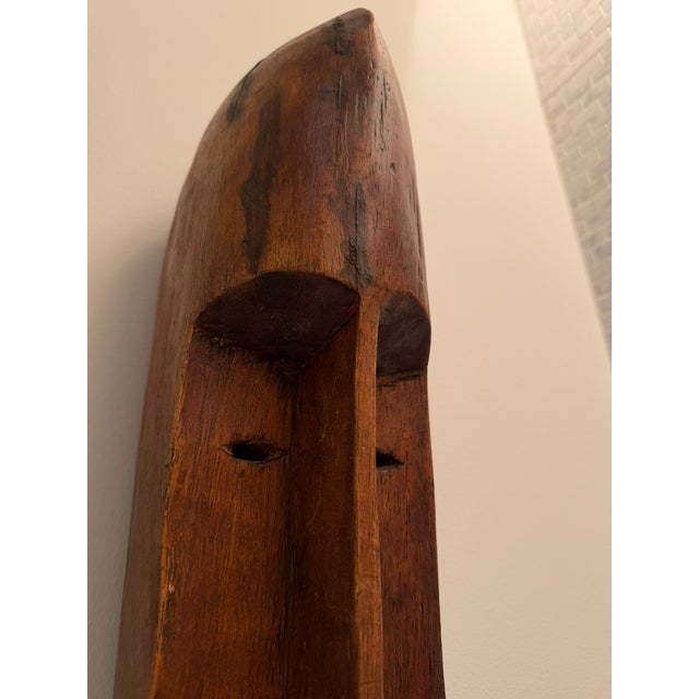 Elongated Hand‑Carved Wooden Wall Sculpture – Organic Modern Art Mask From Material Possessions Chicago For Sale - Image 4 of 10