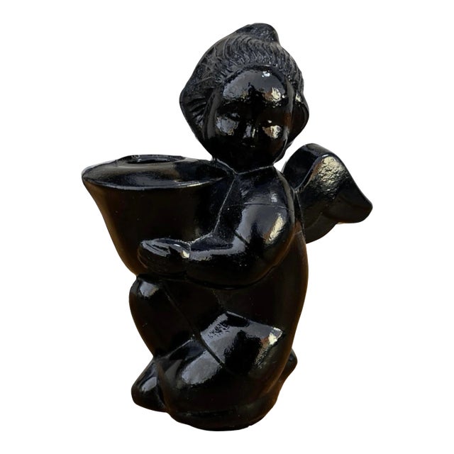 Candlestick Figurine of an Angel Made of Hyalite Glass, Libochovice, Czechoslovakia, 1960s. For Sale