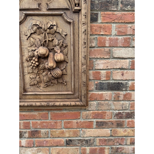 Vintage French Wood Carved Panel For Sale - Image 4 of 8
