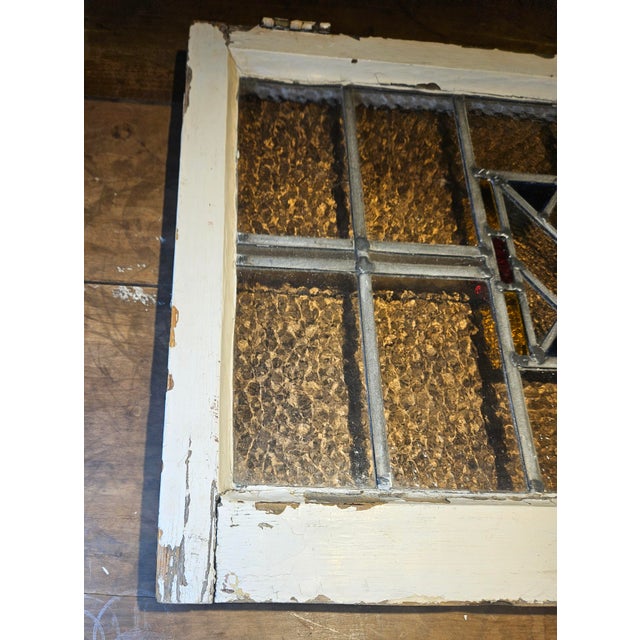Antique New Orleans French Quater Stain Glass Window For Sale - Image 14 of 17