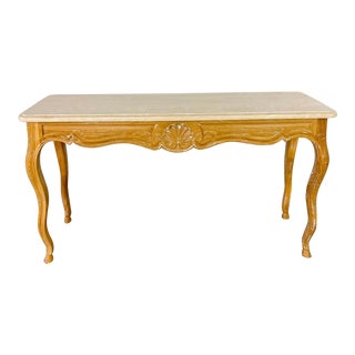 1960s Italian Marble and Hand-Carved Wood Console Table With Hoofed Feet - Made in Italy For Sale