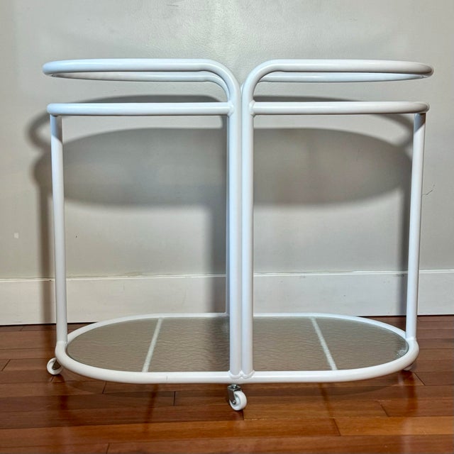 Brown Jordan 1960s Mid Century Brown Jordan Style White Patio Bar Cart For Sale - Image 4 of 12