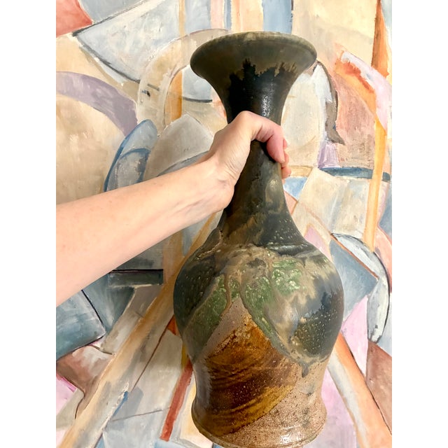 Mid-Century Modern Signed 1970s Ceramic Sculptural Vase / Mid-Century Modernist Pottery For Sale - Image 3 of 10