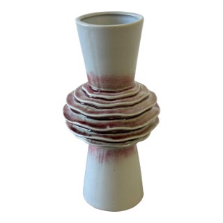 Mid-Century Modern Sculptural Ceramic Vase With Layered Ring Form For Sale