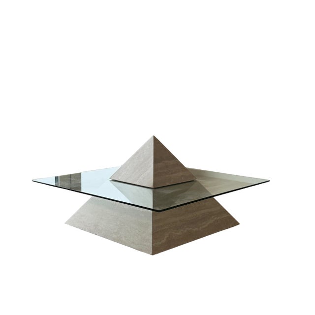 Postmodern Travertine Pyramid Coffee Table For Sale - Image 6 of 6