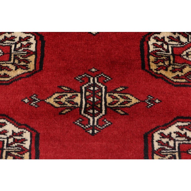 1990s Rustic Bokhara Red Beige Hand Knotted Rug For Sale - Image 5 of 9