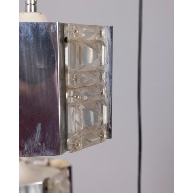 Silver Vintage Metal and Crystal Pendant Lamp by Kinkeldey, 1970s For Sale - Image 8 of 12