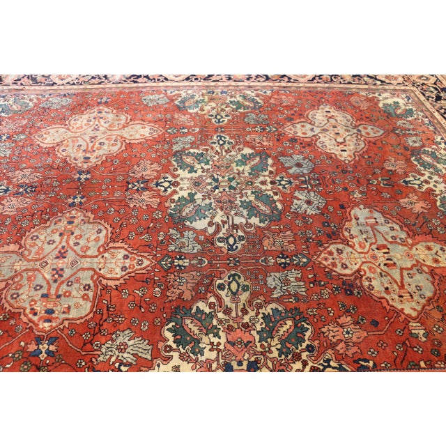 Brown Antique Persian Feraghan Sarouk Carpet 9'1" X 11'9" For Sale - Image 8 of 12