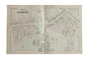 Antique Woburn Massachusetts Atlas Map Plate C