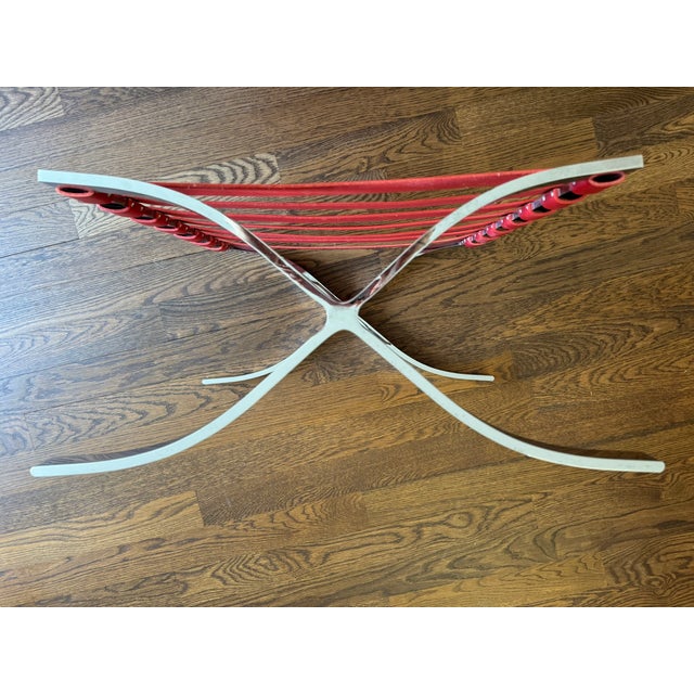 Authentic Design Within Reach Barcelona Stool – Red Tufted Leather & Chrome X‑Base For Sale - Image 13 of 16