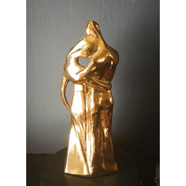 Mid-Century Modern Mid 20th Century Jaru Sculpture Embracing Couple 22kt Gold PLTD Ceramic Incredibly Beautiful MCM For Sale - Image 3 of 6