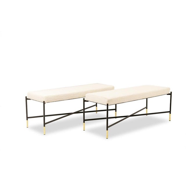 Cream Set of White Benches in Lacquered and Gold Metal, 2000s For Sale - Image 8 of 8