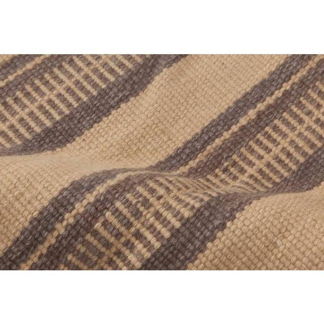 Modern striped beige and brown handmade wool rug by Doris Leslie Blau Size: 5'7" x 6'2" (170 × 187 cm) This tasteful rug...