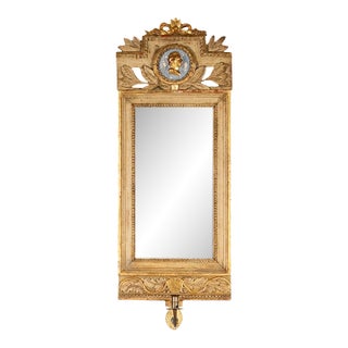 18th Century Gustavian Gilt Cameo Mirror with Added Later Sconce For Sale