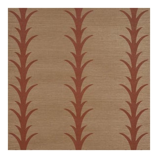 Sample-Schumacher x Celerie Kemble Acanthus Stripe Sisal Wallpaper In Mocha For Sale