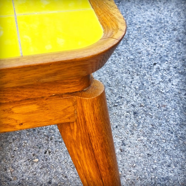 Coffee Table in Oak with Yellow Tiled Top, France, 1950s For Sale - Image 12 of 18