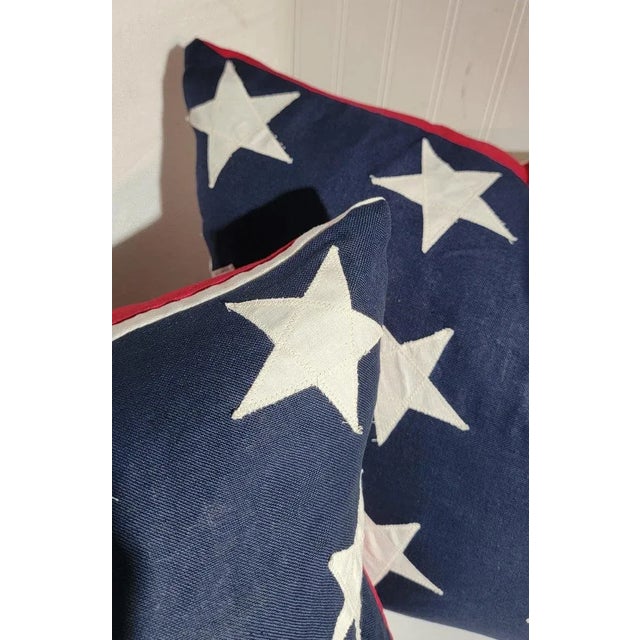 Early 20th Century 48 Star Double Sided Flag Pillows -Pair For Sale - Image 4 of 5
