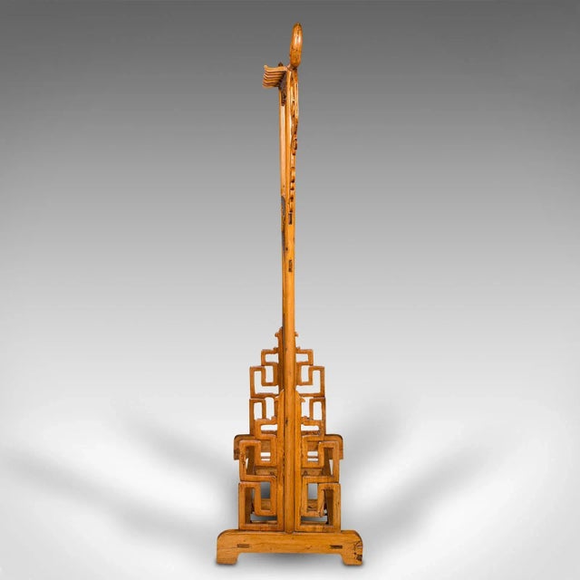 1900s Victorian Tall Antique Carved Hall Stand, Oriental, Chinese Elm, Hat, Coat Rack For Sale - Image 4 of 10