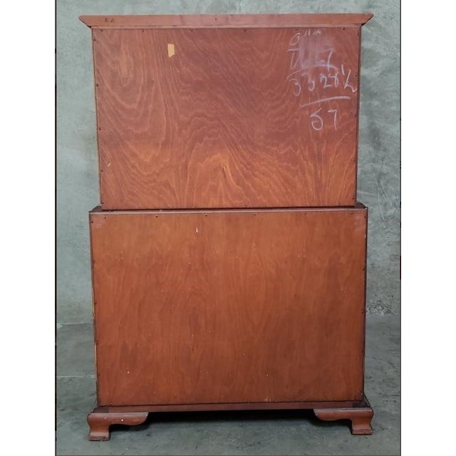 Vintage L. & J. G. Stickley Brown High Boy Dresser Chest Georgian Cherry Wood For Sale In Los Angeles - Image 6 of 6