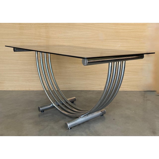 Mid 20th Century Mid-Century Modern Romeo Rega Style Chrome, Brass and Glass Dining Table For Sale - Image 5 of 18