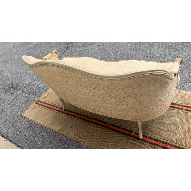 White A Nice Vintage French Canapé Style Paint Decorated Love Seat, Circa 1950’s For Sale - Image 8 of 18