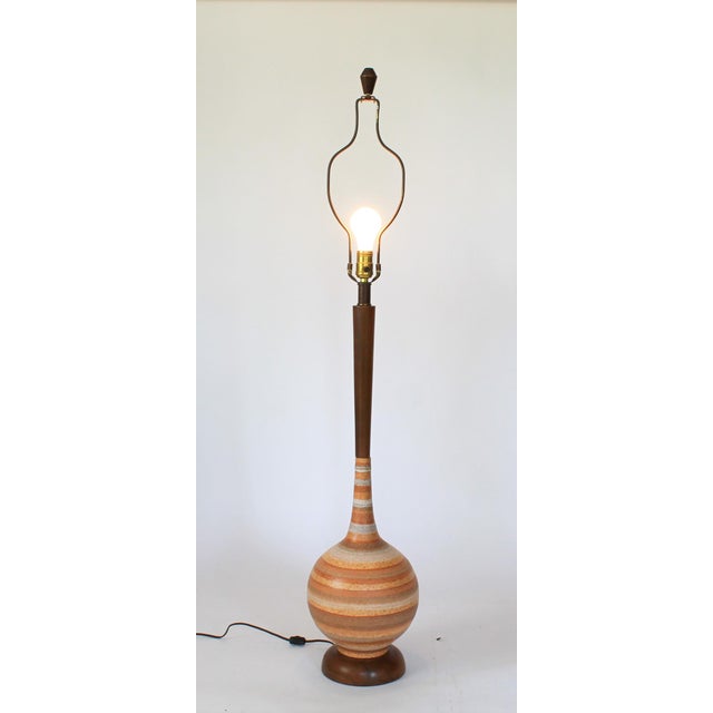 Mid-Century Modern Mid-Century Modern Ceramic and Walnut Lamp For Sale - Image 3 of 12