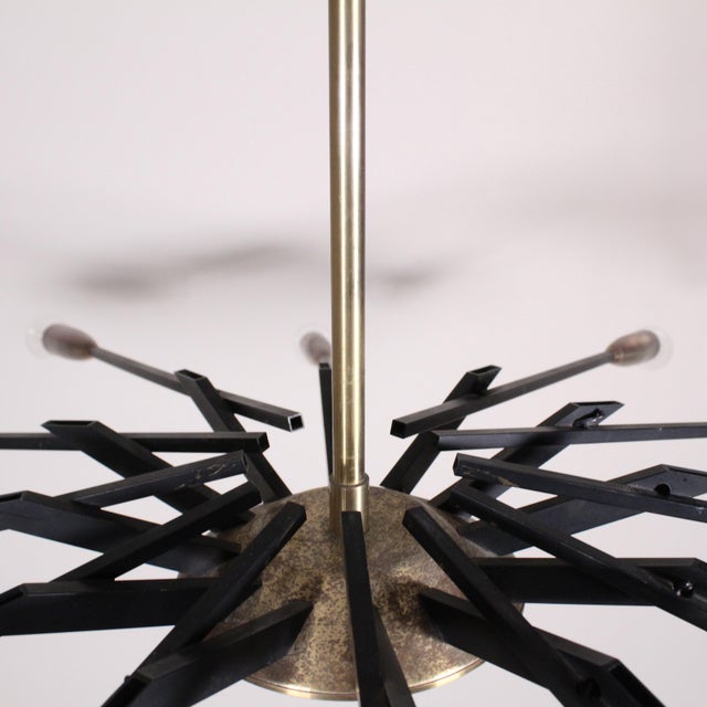 1950s Mid-Century Brass & Black Metal Ceiling Lamp by Oscar Torlasco for Lumi For Sale - Image 5 of 15