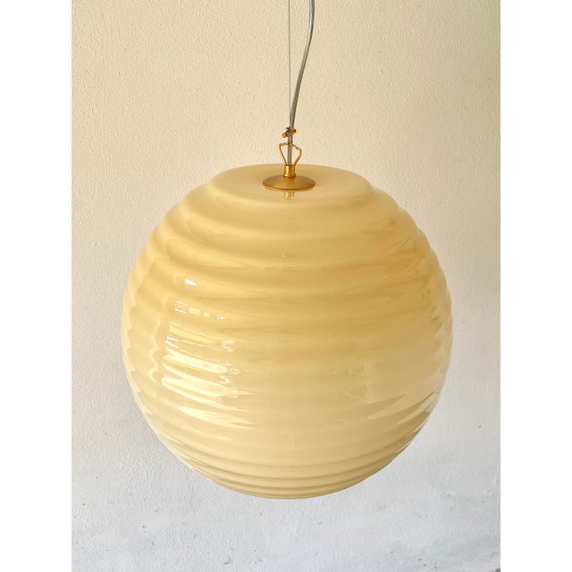 Vintage Modulo S40 Amber Murano Ceiling Lamp by Toso - Massari for Leucos, 1990s For Sale - Image 4 of 16