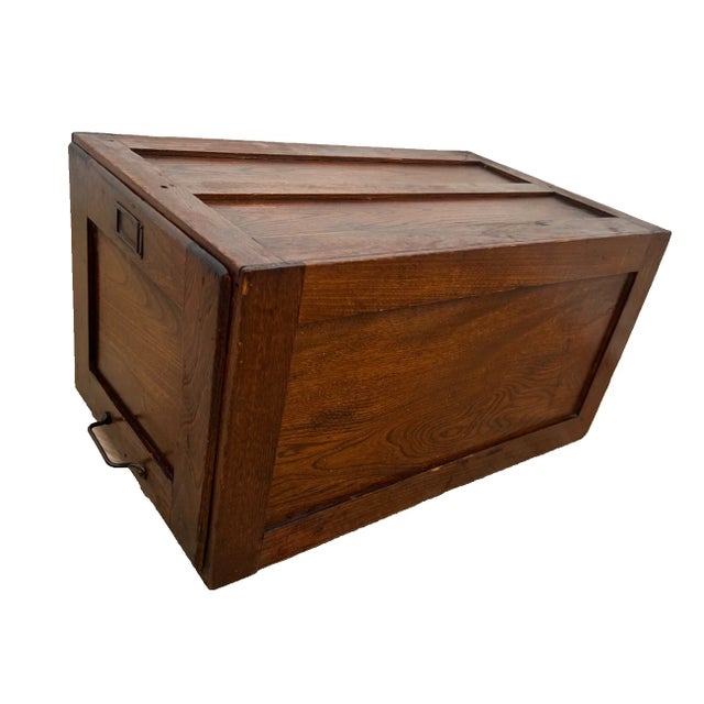 Antique Single Drawer File Cabinet, Tiger Oak Legal / Letter Size, Paneled Sides For Sale In Palm Springs - Image 6 of 12