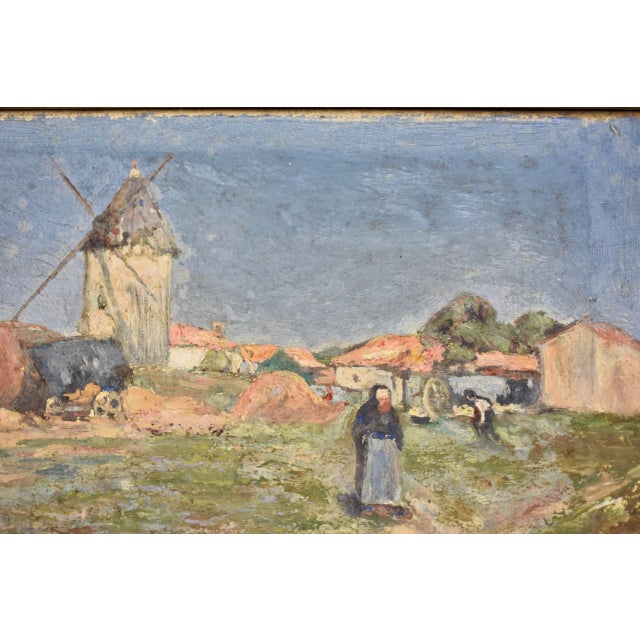 Figurative French Landscape Oil on Linen in Gold Leaf Frame, Signed & Dated 1919 For Sale - Image 3 of 13