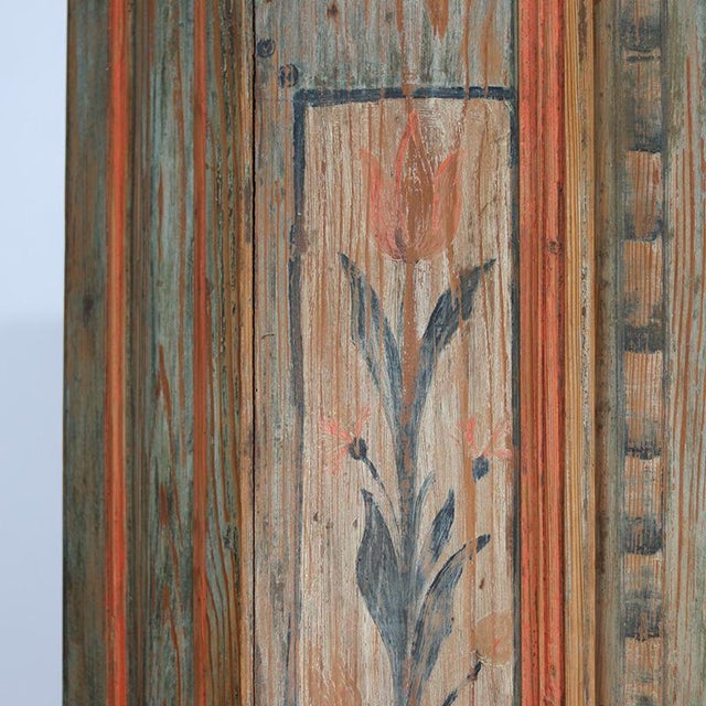 Large Rustic Farmhouse Folk Art Painted Bridal Cabinet dated 1806 For Sale - Image 17 of 18