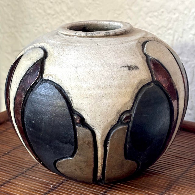 Bronze 1980s Signed Nancy April Art Deco Raku Vase For Sale - Image 8 of 12