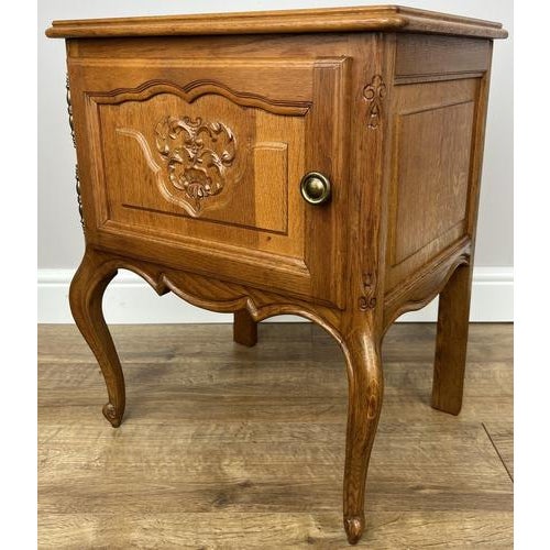 Brown Vintage French Bedside Tables in Oak, Set of 2 For Sale - Image 8 of 14