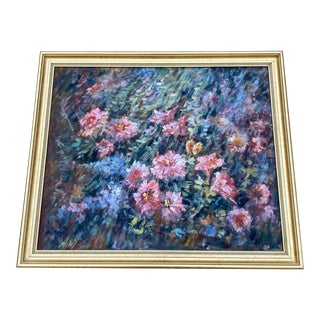 Vintage Floral Still Life Oil on Canvas Signed Denver ~ Framed For Sale