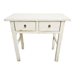 Vintage White Elm Two Drawer Side Table