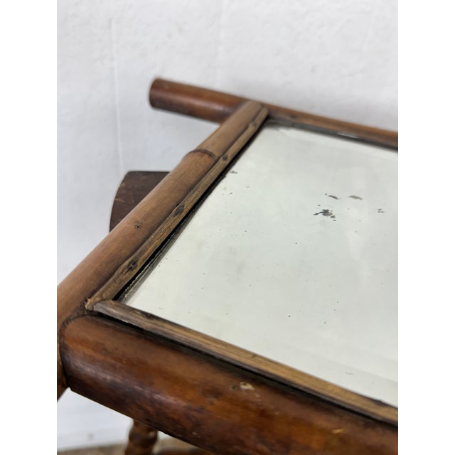 Vintage French Petite Faux Bamboo Beveled Wall Mirror For Sale - Image 10 of 12