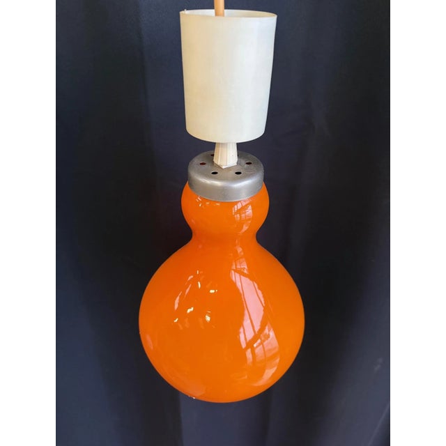 Vintage Orange Opaline Pendant Light, 1970s For Sale - Image 7 of 8
