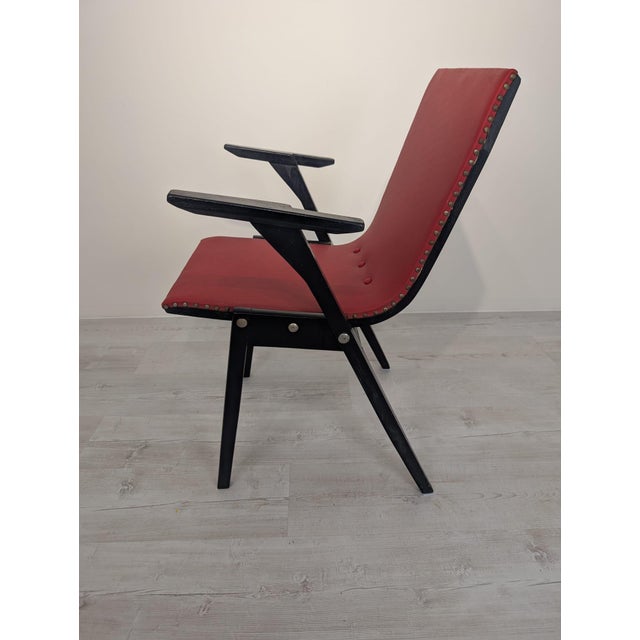 Vintage Wooden Chair in Red, 1960s For Sale - Image 4 of 11