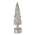 Mugo Pine Antique Silver Rotating LED Holiday Tabletop Tree, Medium For Sale