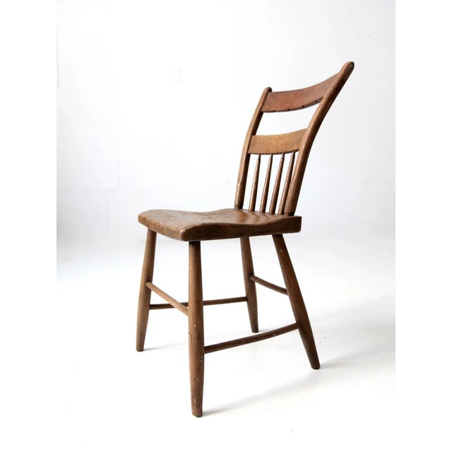 Brown Antique Plank Seat Chair For Sale - Image 8 of 12