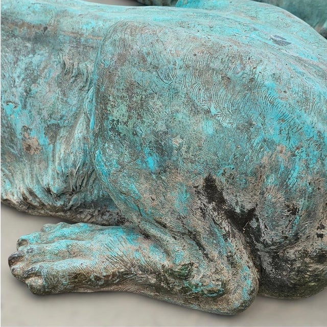 1960s Large Bronze Lions Statue a-Pair For Sale In Los Angeles - Image 6 of 17