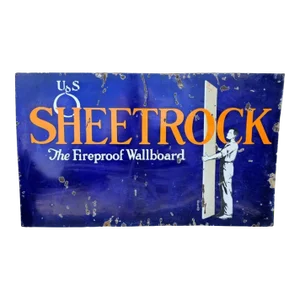 Large Antique American Art Deco Modern Industrial Advertising Porcelain Sign