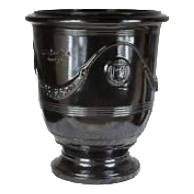 French Anduze Planter Black 15” X 17” by La Madeleine For Sale