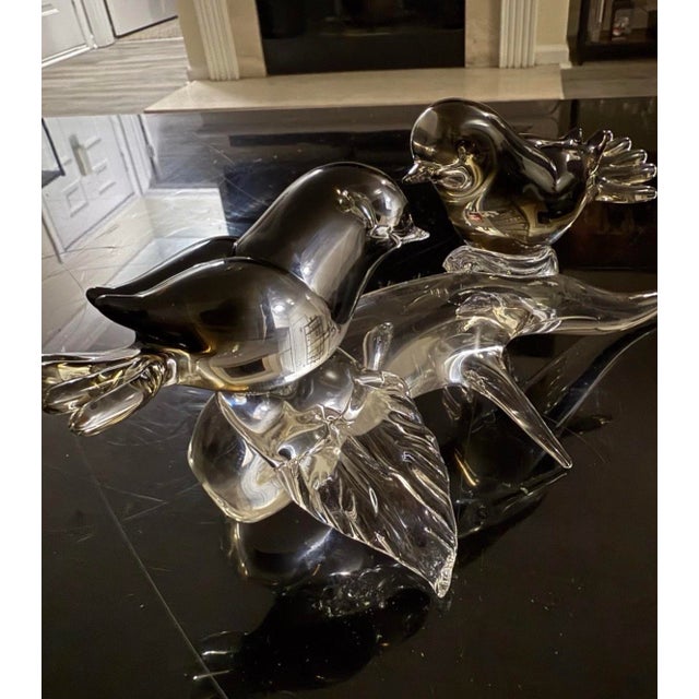 Murano S. Puccini Signed Italy Glass Birds On Branch Sculpture Art Glass 9in Good condition see pictures for more details...